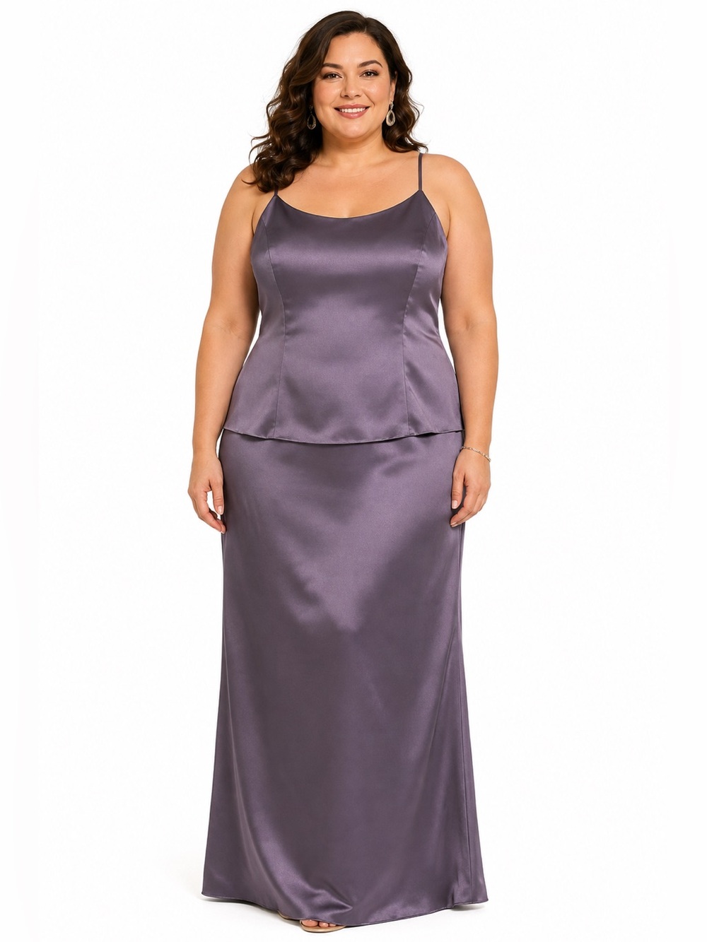 Vintage Michaelangela 18 Purple Satin Maxi Formal Gown 90s Y2K Made USA